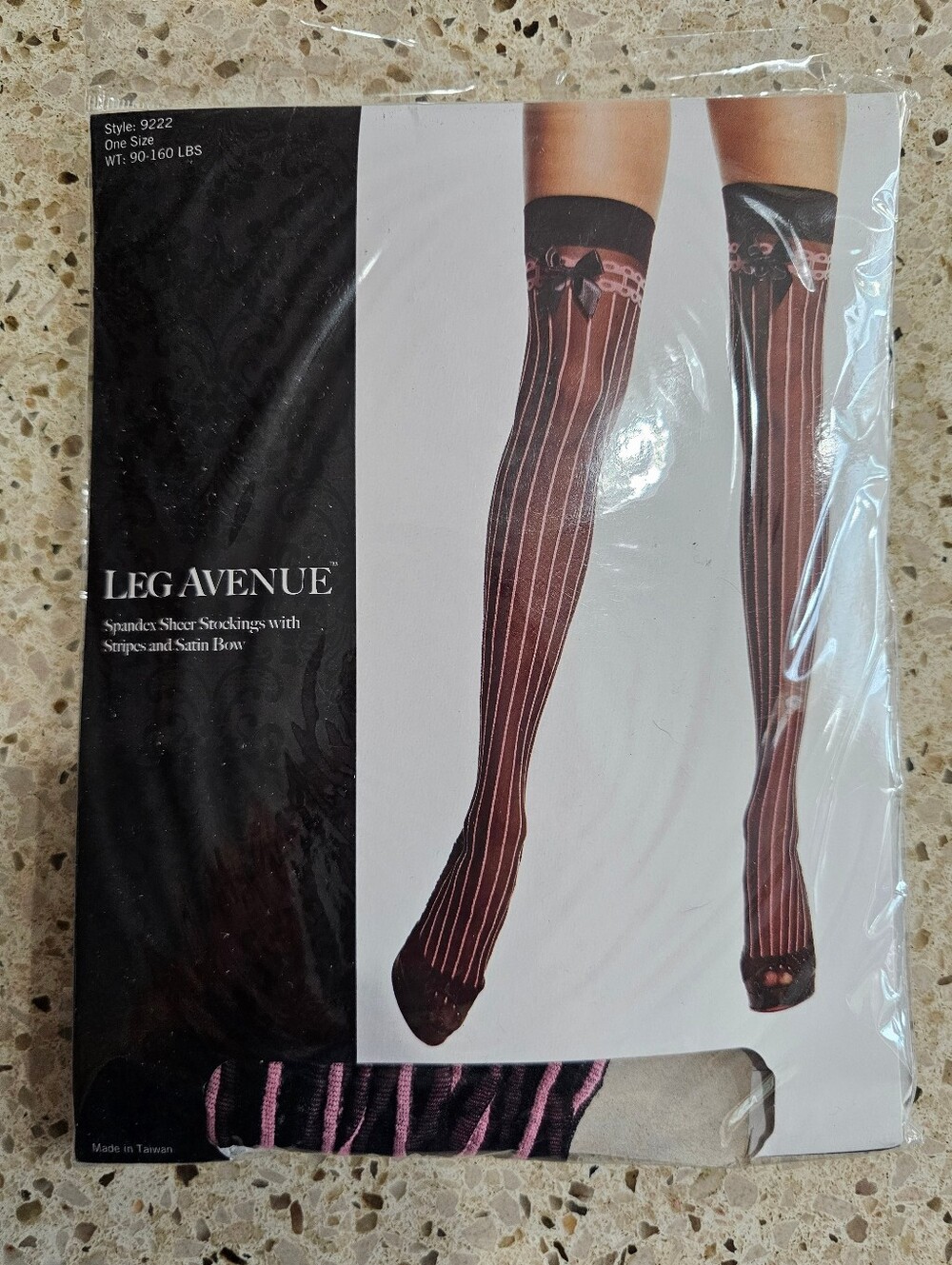 Leg Avenue Black and Pink Striped Thigh-High Stockings - Picture 6 of 6